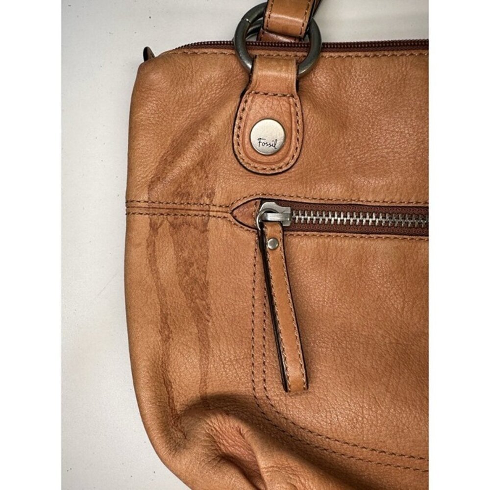 Fossil Long Live Vintage Butterscotch Brown Leather Shoulder Purse - Picture 7 of 12